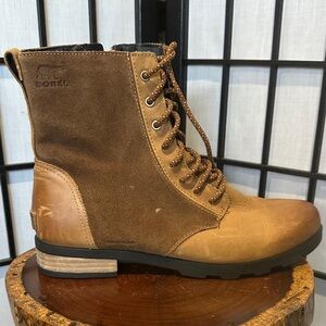 Sorel Women’s Brown Leather Lace-Up Boots Never Worn Size 12 Zip